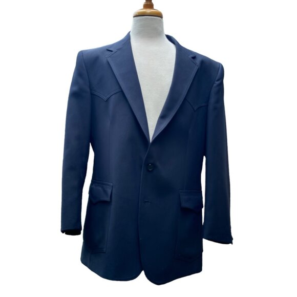 Levi's Western Wear Vintage 1970's Men's Blazer Navy Blue Size 44R EUC - Picture 9 of 9